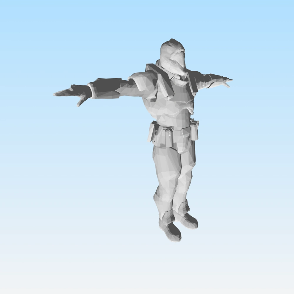O modelo do soldado salvo como um arquivo STL