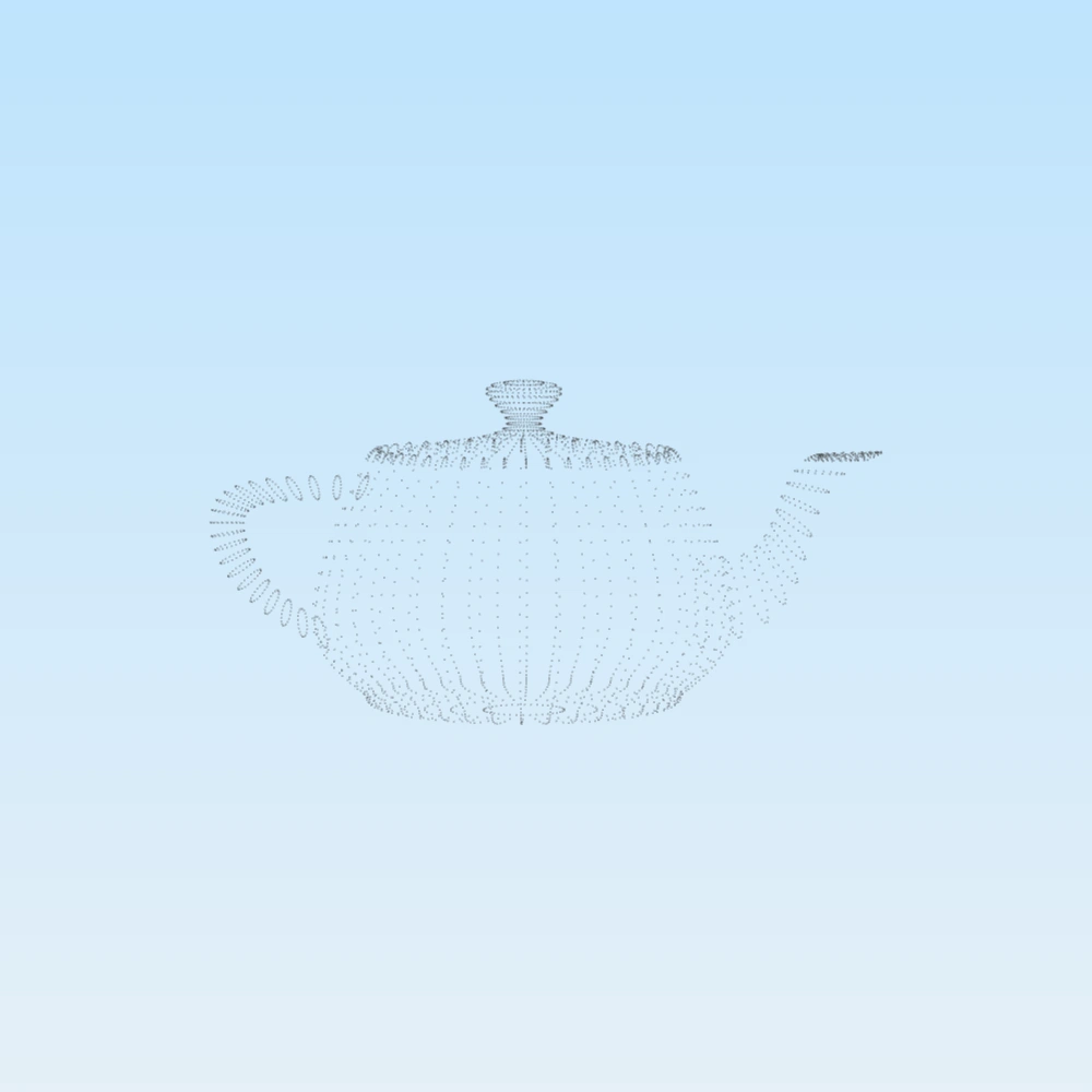 A teapot rendered as a point cloud