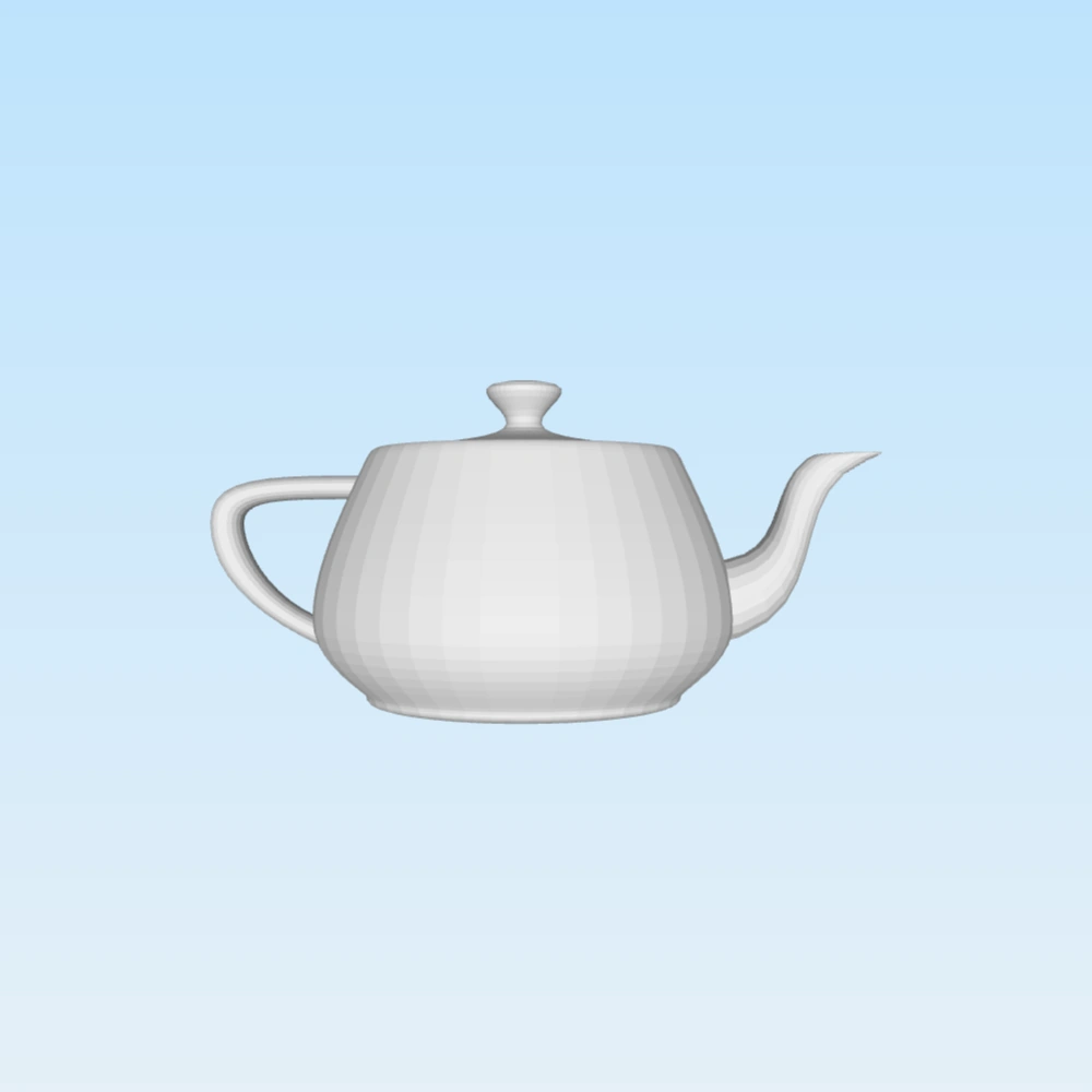 A teapot 3D model saved to the OBJ format with no materials