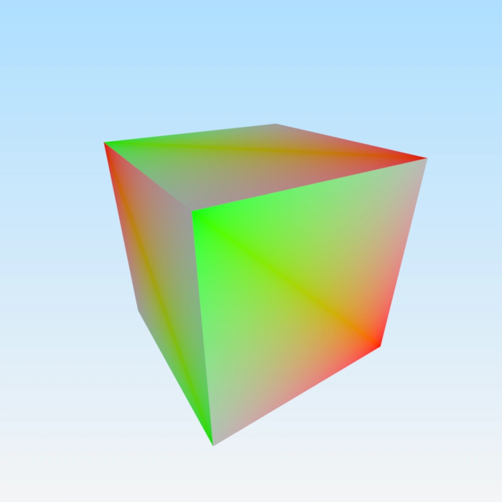 En 3D-terning med vertexfarver
